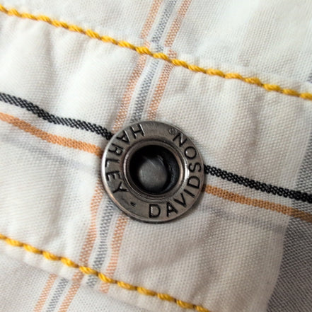 Chemise Harley-Davidson L Carreaux Blanc Cassé Logo Brodé manches courtes