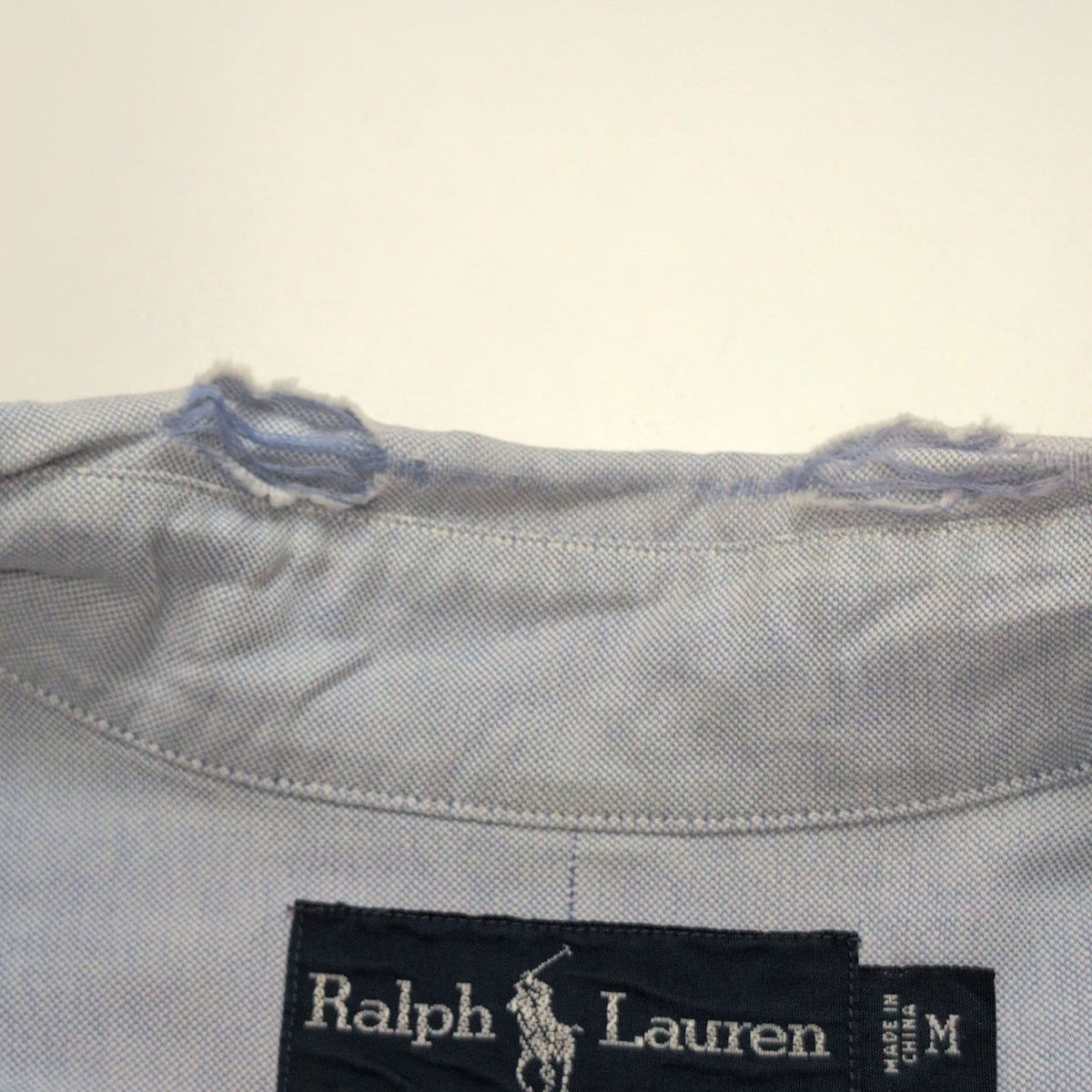 Chemise Ralph Lauren Blake M Bleu Clair Logo Marron Coton manches longues