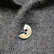 Pull Hugo Boss Femme Taille L Bleu Marine 100% Laine Mérinos Col Boutonné