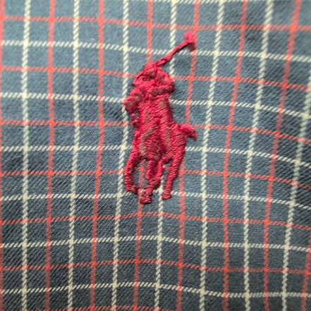 Chemise Ralph Lauren Taille L Classic Fit Gris Rouge Carreaux Logo Brodé Coton