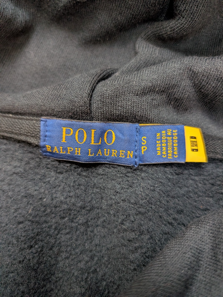 Polo Ralph Lauren Pull Hoodie Sweatshirt Capuche Coton Noir S Logo Blanc