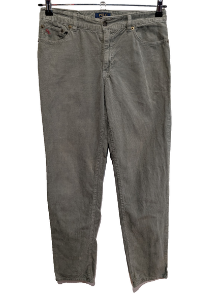 Pantalon Velours Côtelé Polo Ralph Lauren W28 L28 Gris Homme Vintage Jean