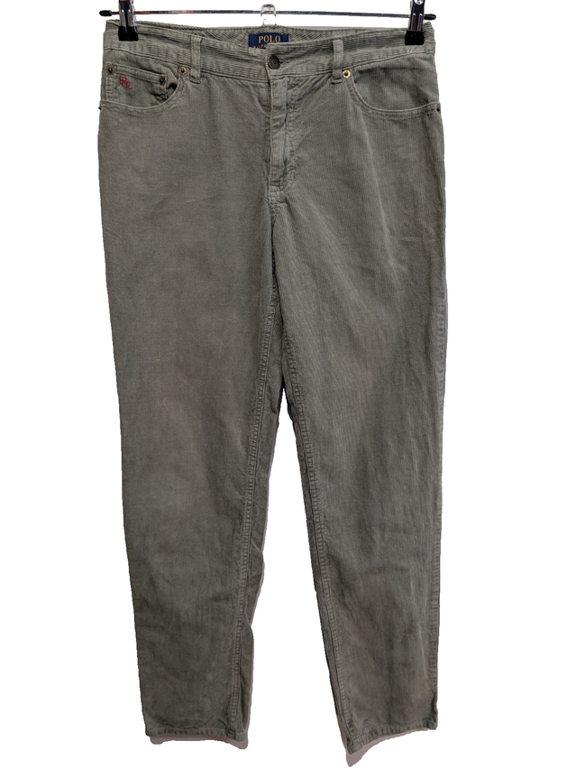 Pantalon Velours Côtelé Polo Ralph Lauren W28 L28 Gris Homme Vintage Jean