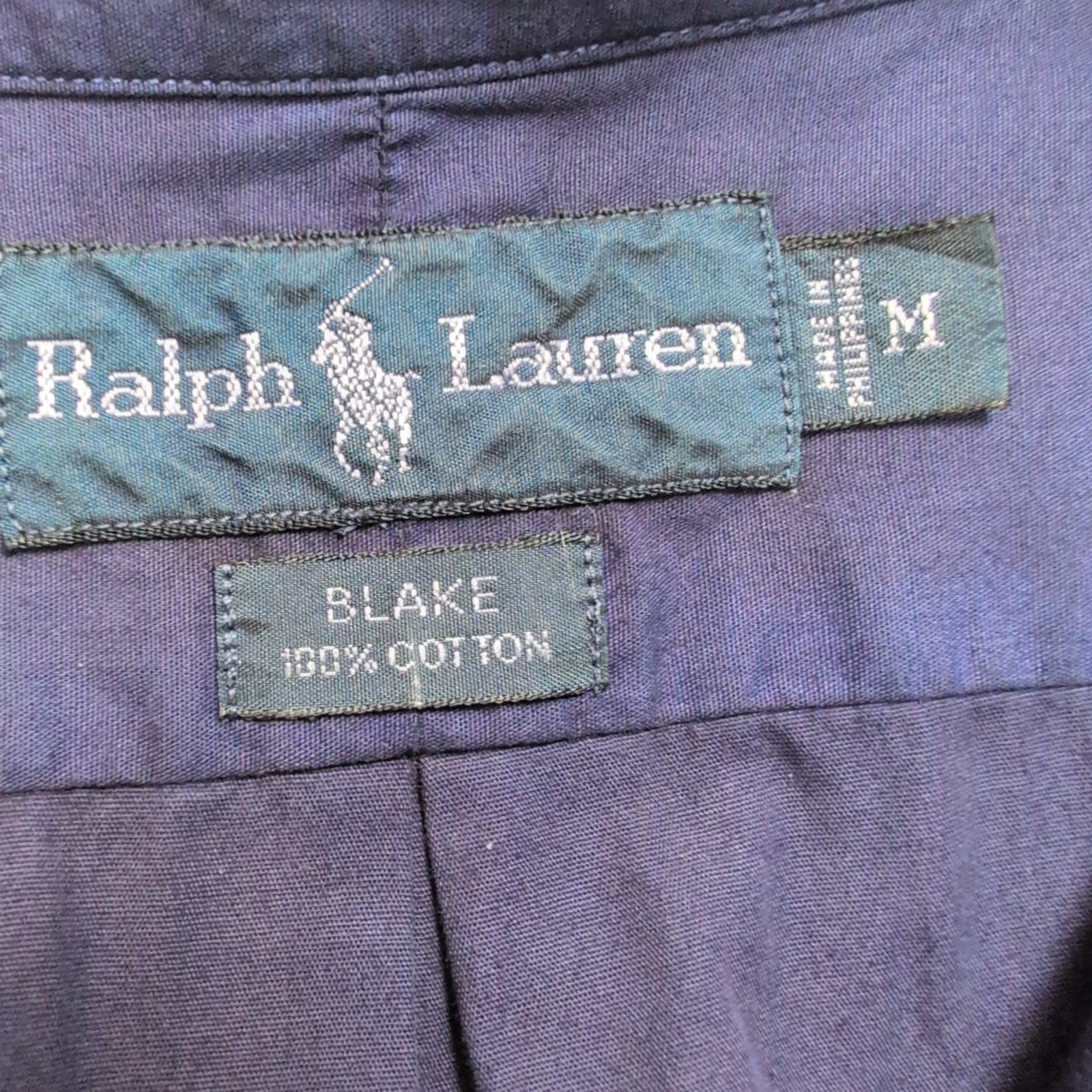 Chemise Ralph Lauren Blake Homme M Violet Profond Logo Rouge Manches Courtes