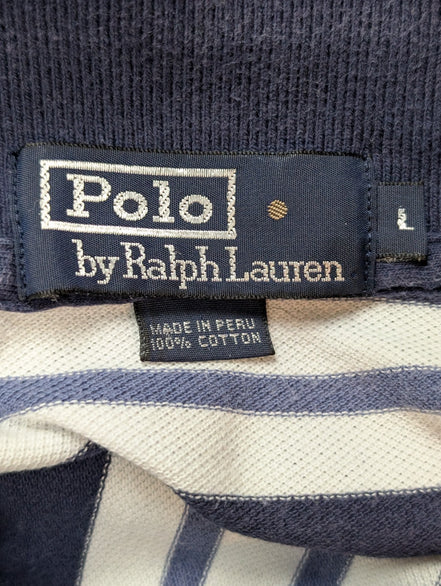 Polo manches courtes Polo Ralph Lauren L bleu marine blanc rayures coton