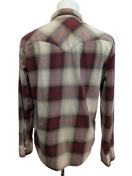 Chemise LEVI'S Western Carreaux Bordeaux et Crème Manches LonguesTaille M