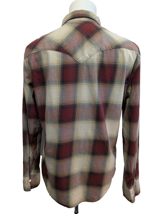 Chemise LEVI'S Western Carreaux Bordeaux et Crème Manches LonguesTaille M