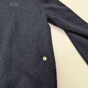 Pull Hugo Boss Femme Taille L Bleu Marine 100% Laine Mérinos Col Boutonné