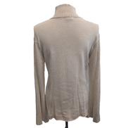 Calvin Klein Jeans Pull Femme XL Crème Côtelé Col Zippé Manches Évasées