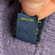 Pull POLO RALPH LAUREN Col V 100% Laine Violet Logo Vert Taille M / L