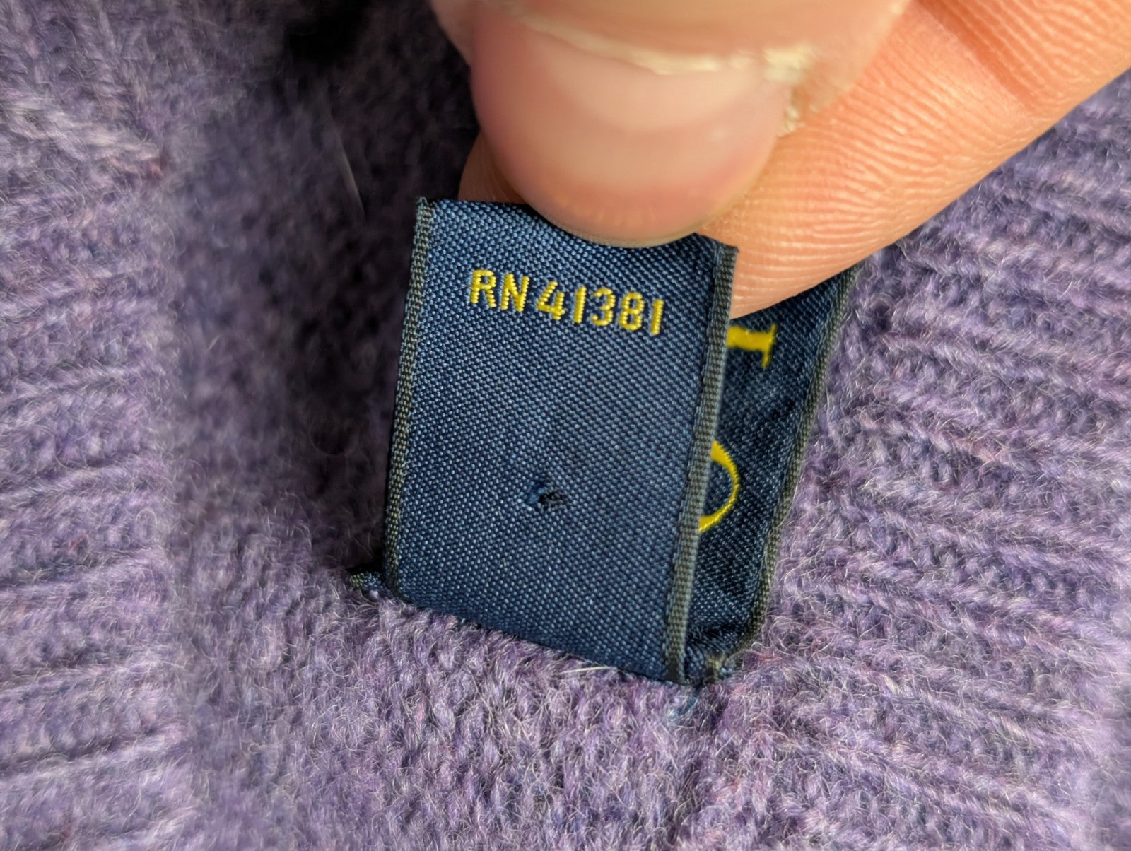 Pull POLO RALPH LAUREN Col V 100% Laine Violet Logo Vert Taille M / L