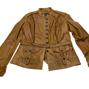 Veste cuir marron clair Sei avec franges femme taille XL #29c