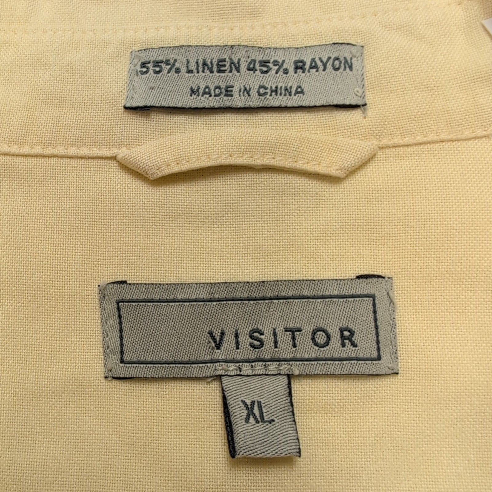 Chemise Hawaïenne Visitor XL Lin Rayonne Style Cuba Panama Jaune Pâle