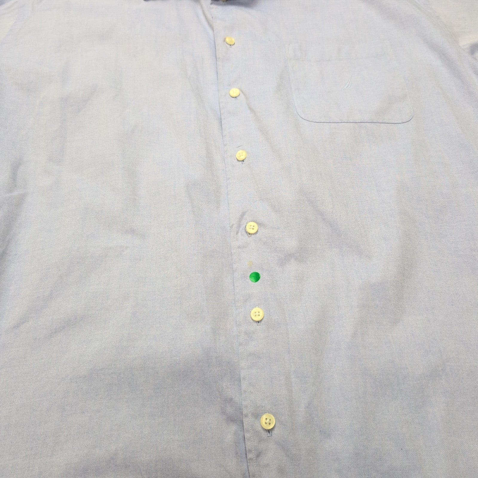 Chemise Nautica XXL 17.5 Bleu Uni 100% Coton Hong Kong poignets mousquetaires
