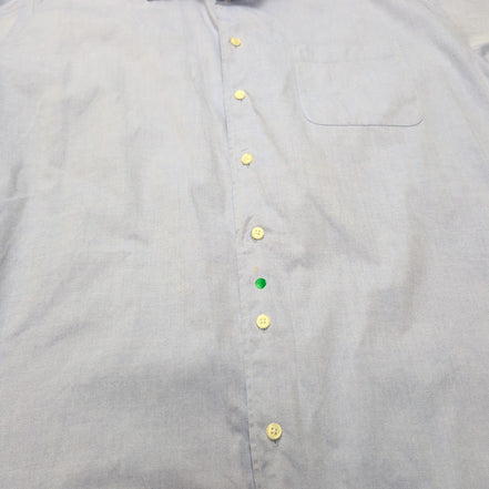 Chemise Nautica XXL 17.5 Bleu Uni 100% Coton Hong Kong poignets mousquetaires