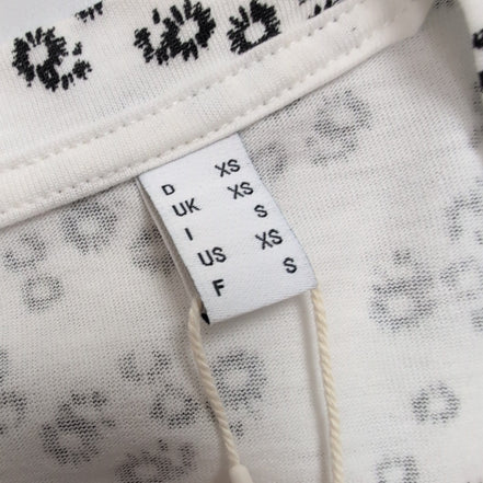 Haut Esprit Femme S Blanc Motif Fleuri Noir Manches Courtes Neuf