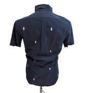 Chemise Ralph Lauren Slim Fit S Bleu Marine Multi Logos Manches Courtes