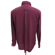 Chemise Nautica L Rouge Carreaux Logo Brodé Tencel Coton Homme