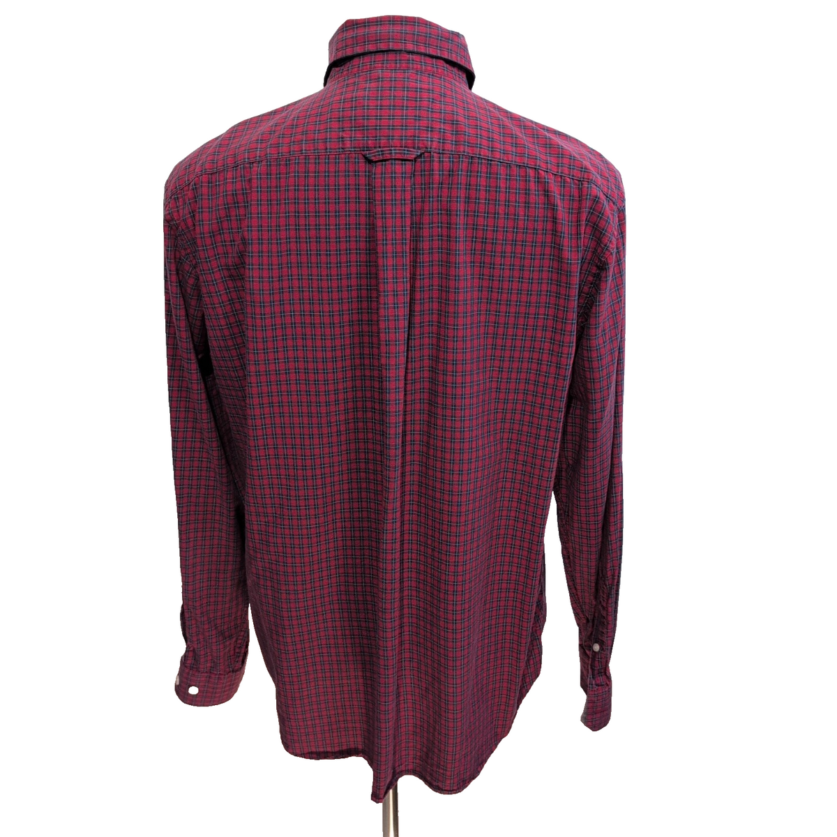 Chemise Nautica L Rouge Carreaux Logo Brodé Tencel Coton Homme