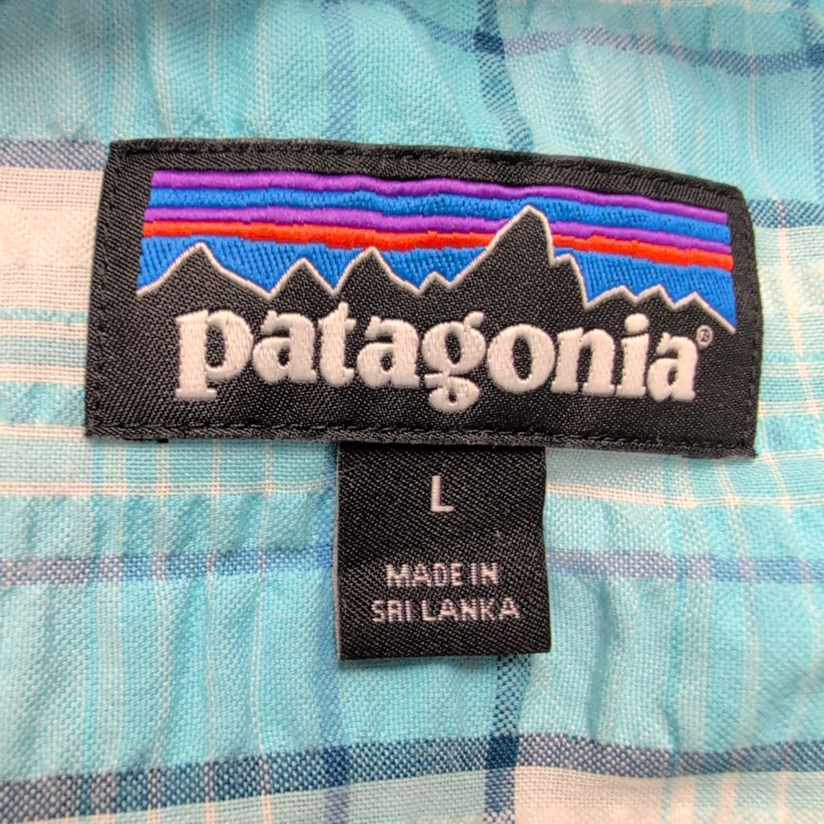 Chemise Patagonia L Bleu Turquoise Gaufrée Coton Organique Manches Courtes