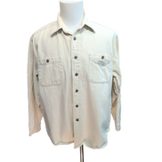 Chemise Harley-Davidson L Blanc Cassé Coton Épais Chevrons 2 Poches Brodée