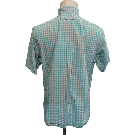Chemise Ralph Lauren L Turquoise Carreaux Manches Courtes Coton Sans Logo