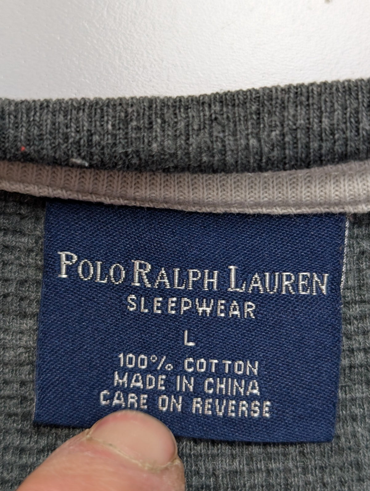 Pull Polo Ralph Lauren Sleepwear L Gris 100% Coton Logo Manches Longues