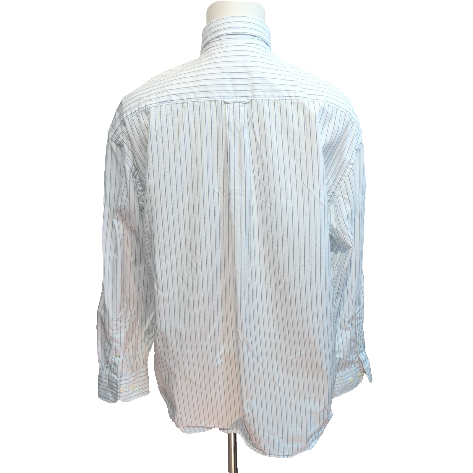 Chemise Nautica Taille XL Blanche Rayures Bleues 100% Coton Manches Longues