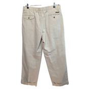 Pantalon Dockers Lin Coton Beige Chino à Pinces Relaxed Fit Taille W36 L30