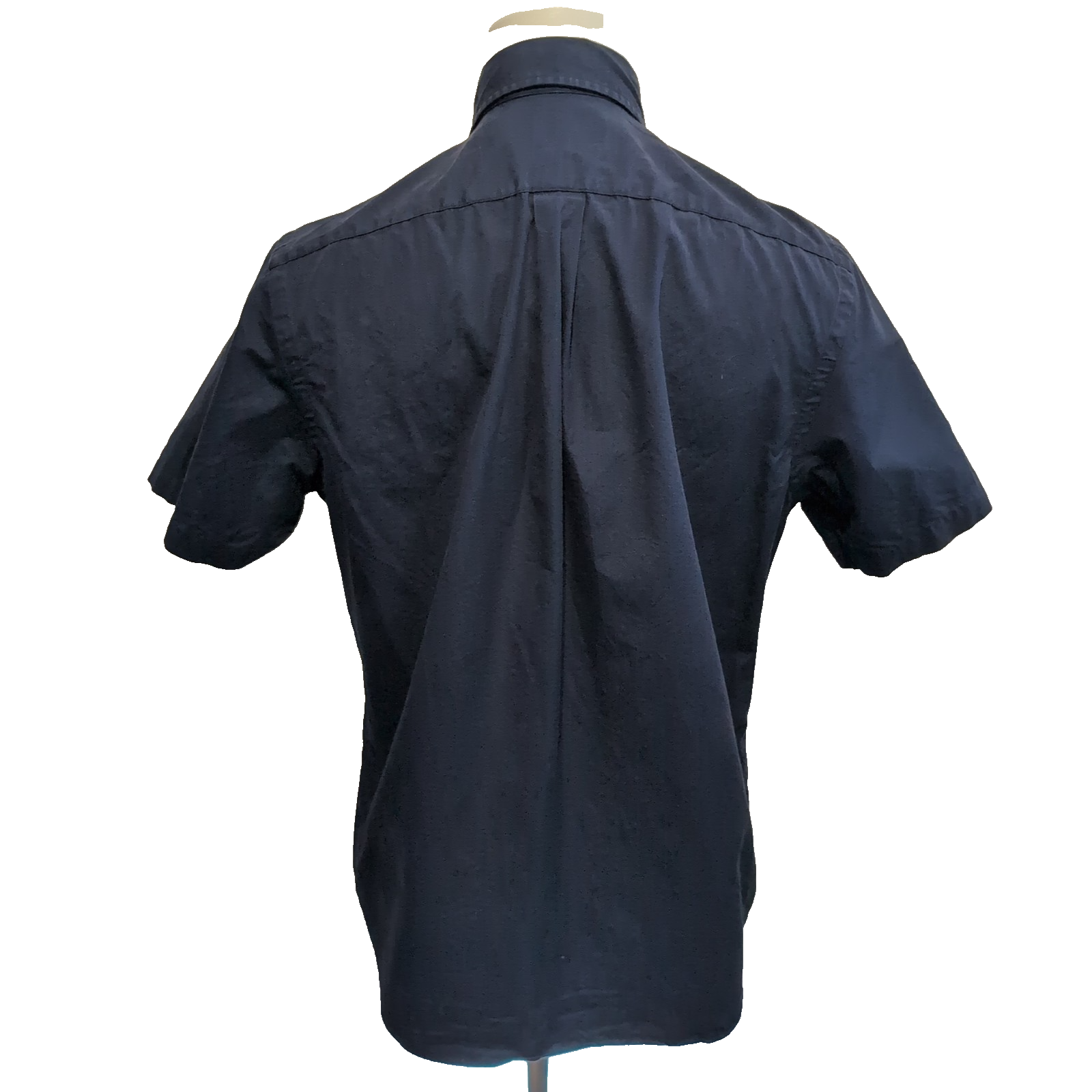 Chemise Ralph Lauren M bleu marine uni manches courtes logo rouge coton