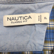 Chemise Nautica XL Bleu Carreaux Classic Fit 100% Coton Made in Mauritius