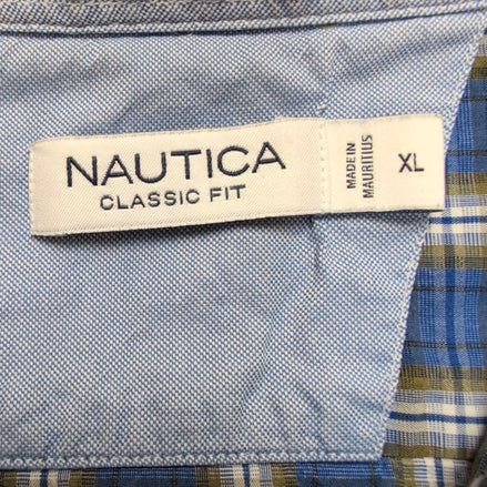 Chemise Nautica XL Bleu Carreaux Classic Fit 100% Coton Made in Mauritius