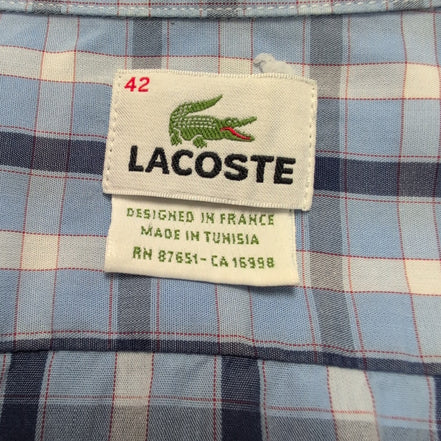 Chemise Lacoste Bleue À Carreaux Taille 42 L Manches Longues