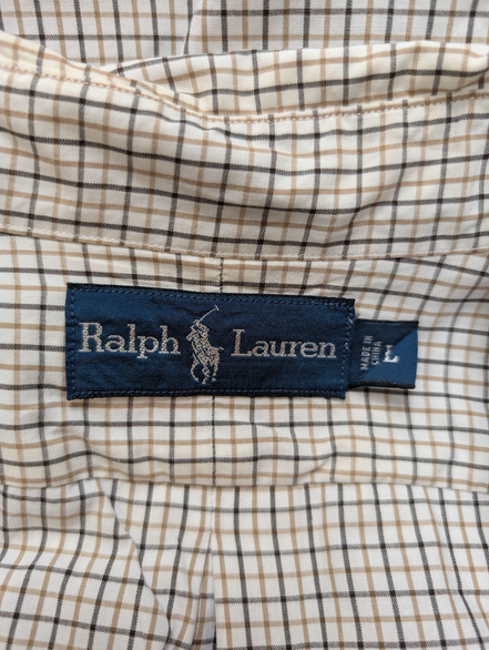 Chemise Polo Ralph Lauren Shirt L Carreaux Marron Beige Noir Button Down