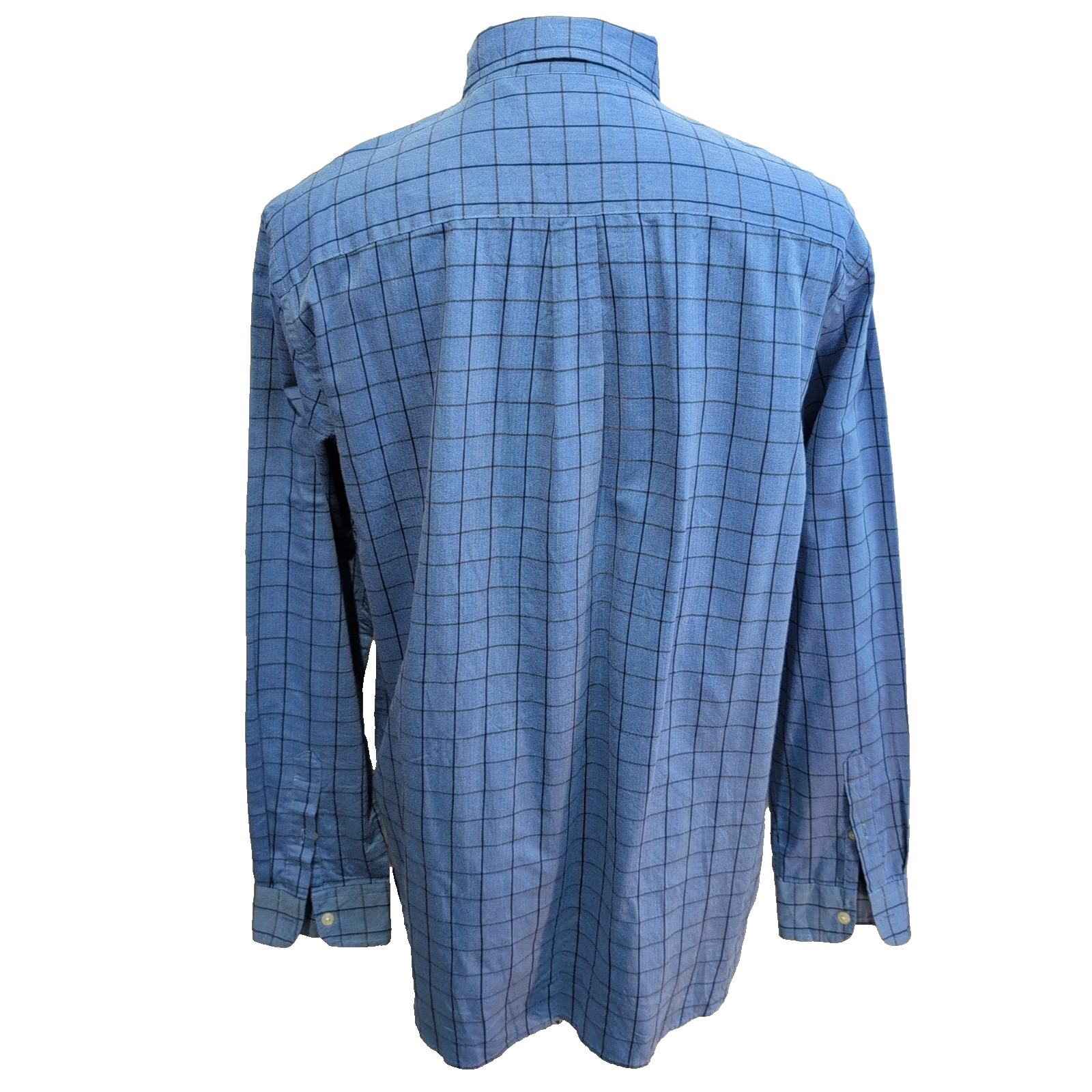 Chemise Chaps Easy Care Twill bleu ciel carreaux manches longues 1 poche L