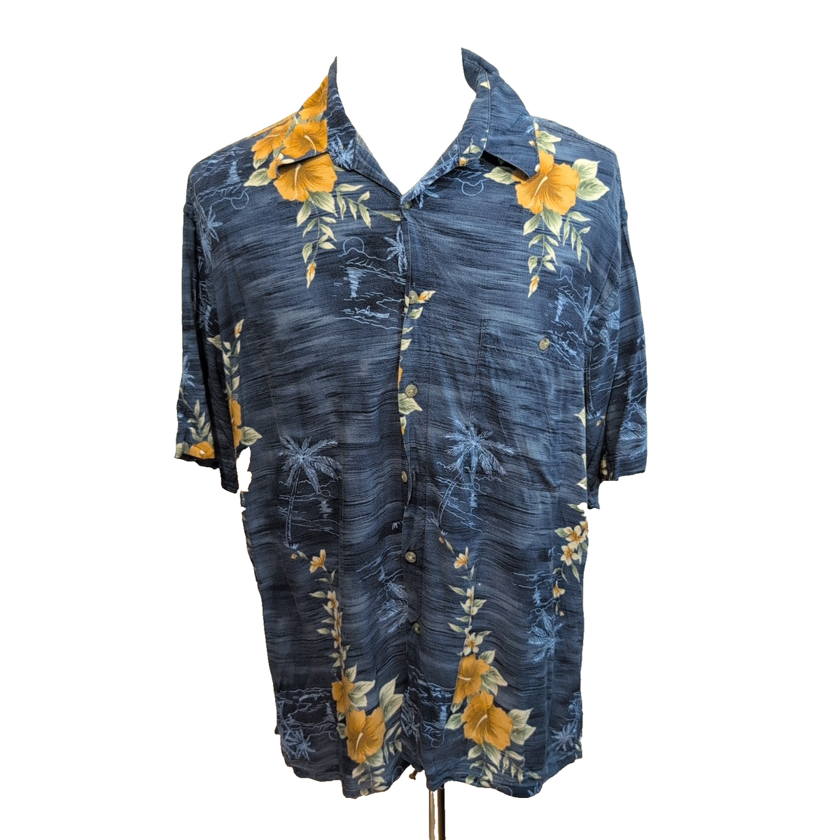 Chemise Hawaïenne Pierre Cardin Rayonne Bleu Floral XL