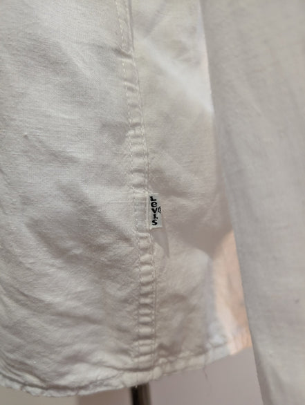 CHEMISE LEVI'S Lin Coton Blanche XXL TG Homme Unie Col Boutonné