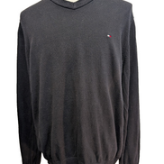 Pull Tommy Hilfiger Col V Noir Profond Manches Longues - Taille L