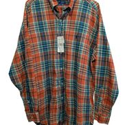 Chemise Ralph Lauren à carreaux orange et verte taille M #2657