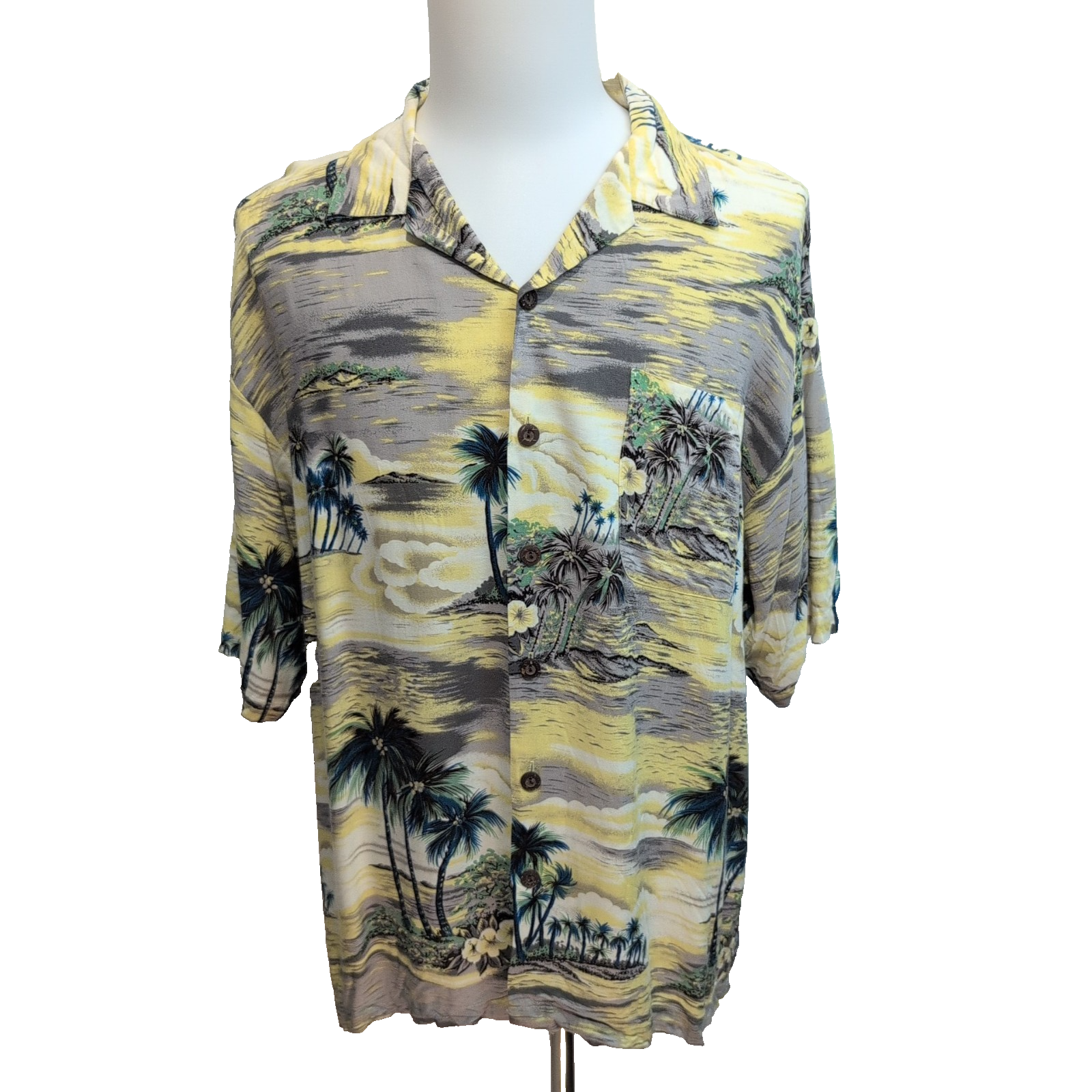 Chemise Hawaïenne Point Zero Taille XL Palmiers 100% Rayonne Hong Kong