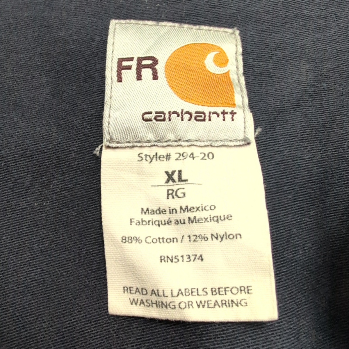 Chemise Workwear Carhartt FR XL bleu marine brodée USA work rare