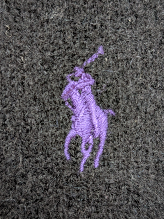 Pull Polo Ralph Lauren Noir Logo Violet - 100% Laine d'Agneau - T. XL (ajusté)