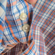 Chemise manches courtes CHAPS à carreaux bleu orange blanc taille L homme