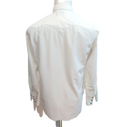 Chemise Tem-Tex Western M Blanche Rayures Boutons Pression 2 Poches Vintage