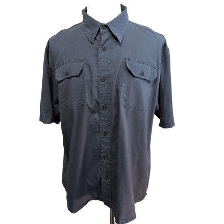 Chemise Wrangler Manche Courte Bleue Unie Stretch Taille XL Deux Poches