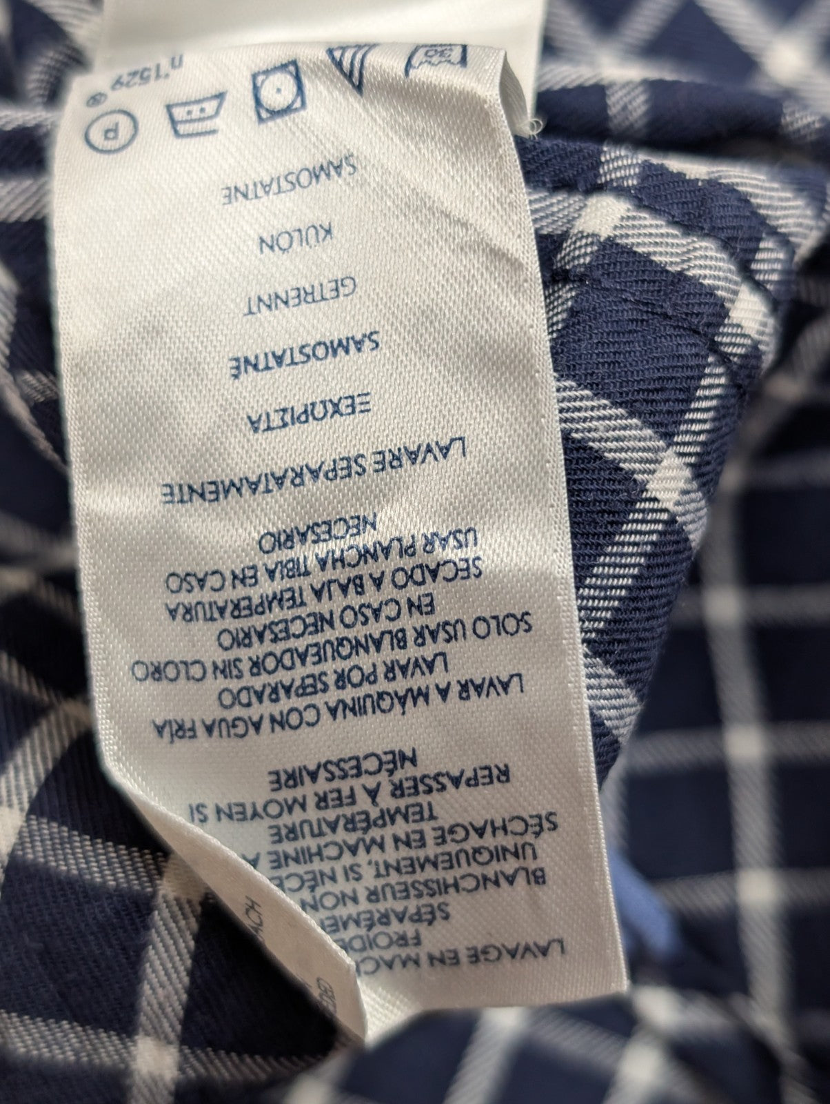 👕 CHEMISE CHAPS EASY CARE TWILL XL (TG) CARREAUX BLEU MARINE 60% COTON