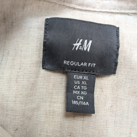 Chemise H&M XL Regular Fit Lin Coton Crème Manches Longues Comme Neuve