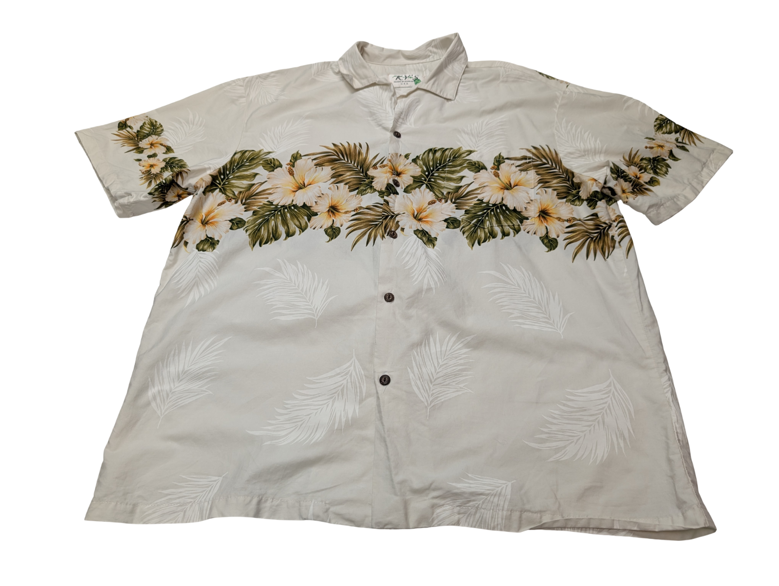 Chemise hawaïenne KY'S Made in Hawaii USA manches courtes taille XL #661 hawaien