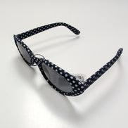 Lunettes de soleil Femmes Bleu Marine à Pois Blancs Effet Tissu Branches Larges