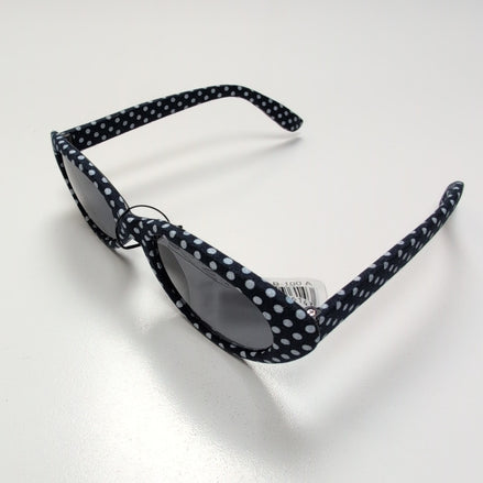 Lunettes de soleil Femmes Bleu Marine à Pois Blancs Effet Tissu Branches Larges